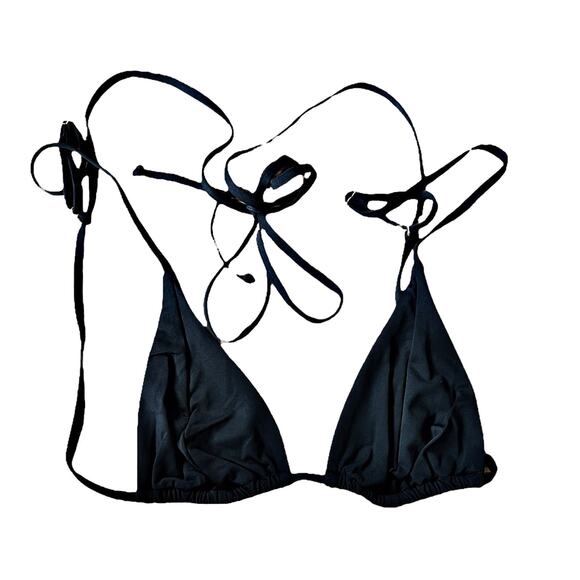 WEWOREWHAT Black Bikini Set Delilah Bottom Cooper Wrap Tie Strappy Top Large NEW - Picture 5 of 9